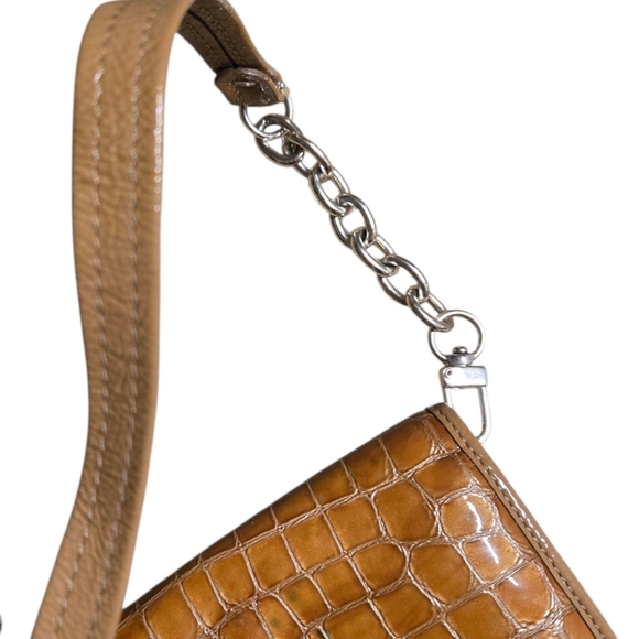 Brighton Croc-Embossed Tan Leather Shoulder Purse Small - Picture 4 of 8